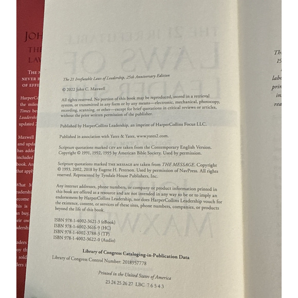 21 Irrefutable Laws of Leadership by John C Maxwell 25th Anniversary Edition - Picture 5 of 6